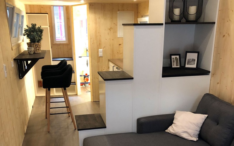 Interior shot of the living space in a Tiny House