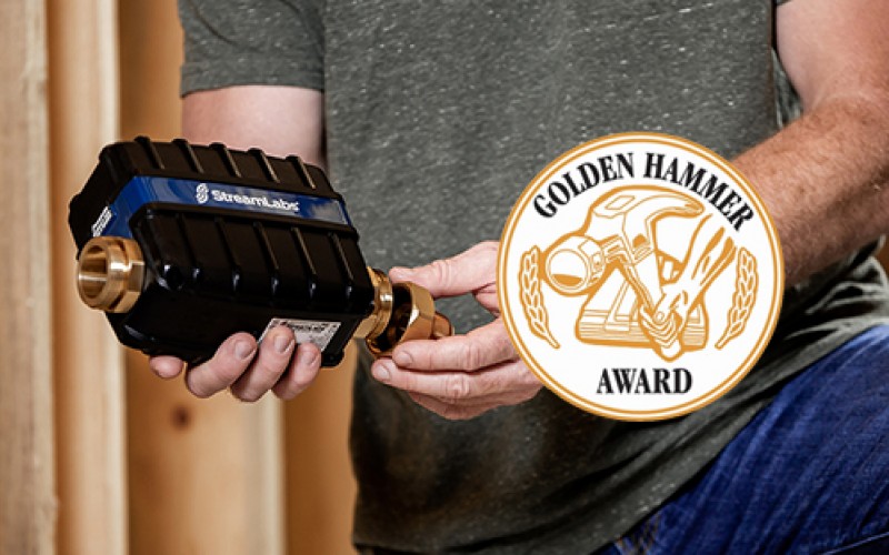StreamLabs Control smart leak detection device with Golden Hammer Award