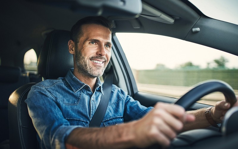 Man driving a car