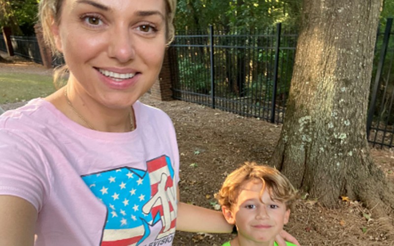 Mother and child out walking