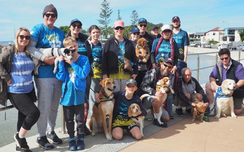 Team of employees with their dogs