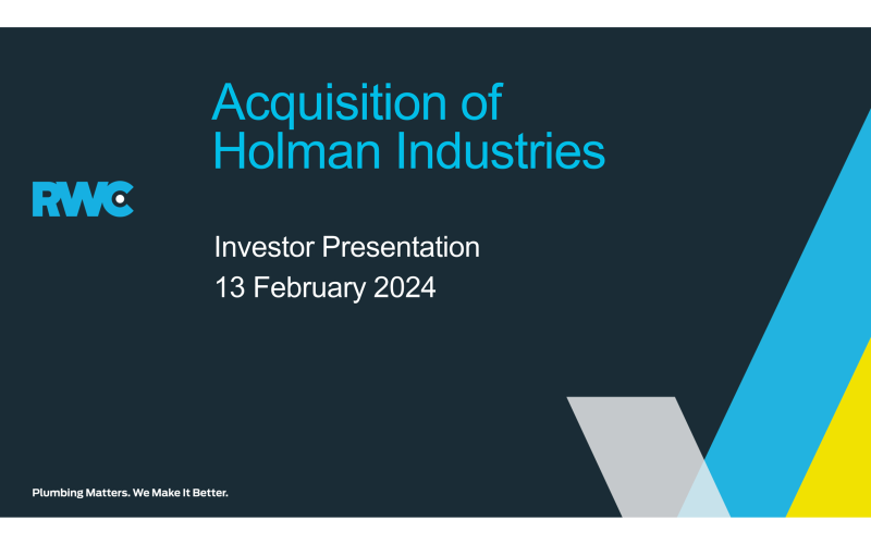 RWC to Acquire Holman Industries Presentation