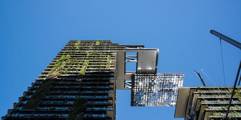 upward view of central park building in Sydney