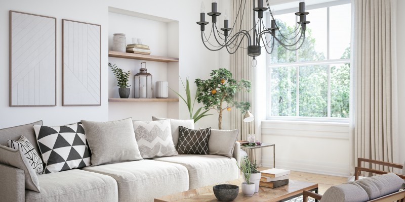 Interior shot of a stylish and Modern living room.