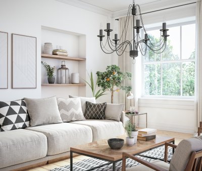 Interior shot of a stylish and Modern living room.